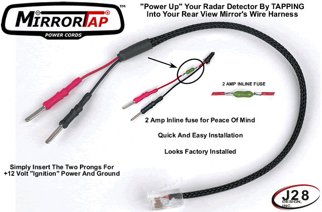 MirrorTap, Radar Detector Power Cord w/ Inline Fuse, Corvette C6 / Cadillac XLR-V